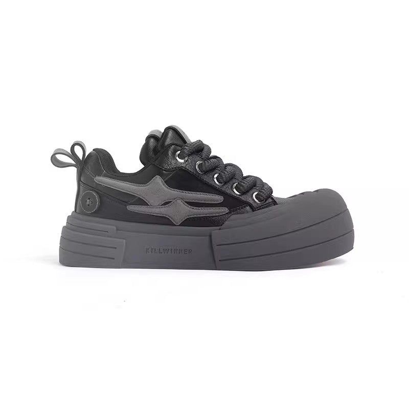 KILLWINNER Retro Thick-soled Chunky Shoes - Black and Gray