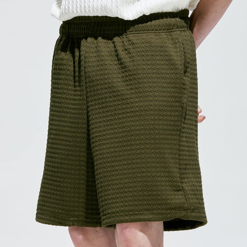 2way waffle half banding pants khaki