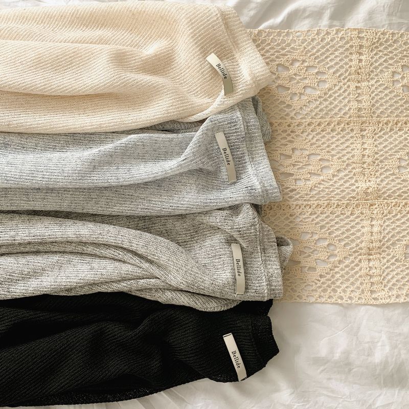 [Bellide made] See-through Bookle Linen Summer Knit T-shirt