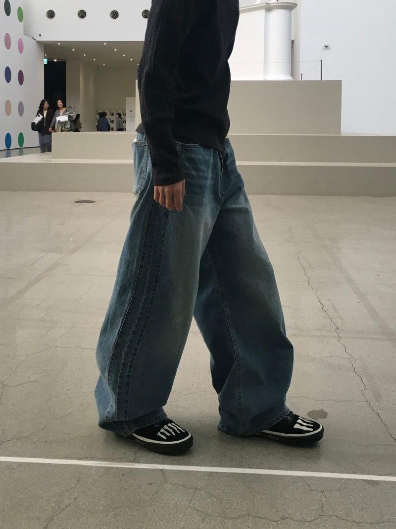 Arne Button Fly Curved Denim Pants