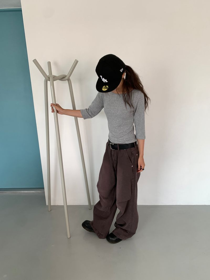 BOAT NECK MID SLEEVE TEE (4C)