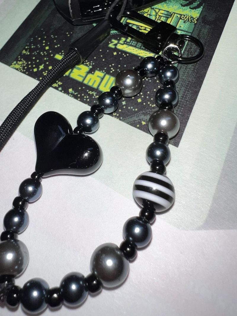 Black Heart Beads Key-ring