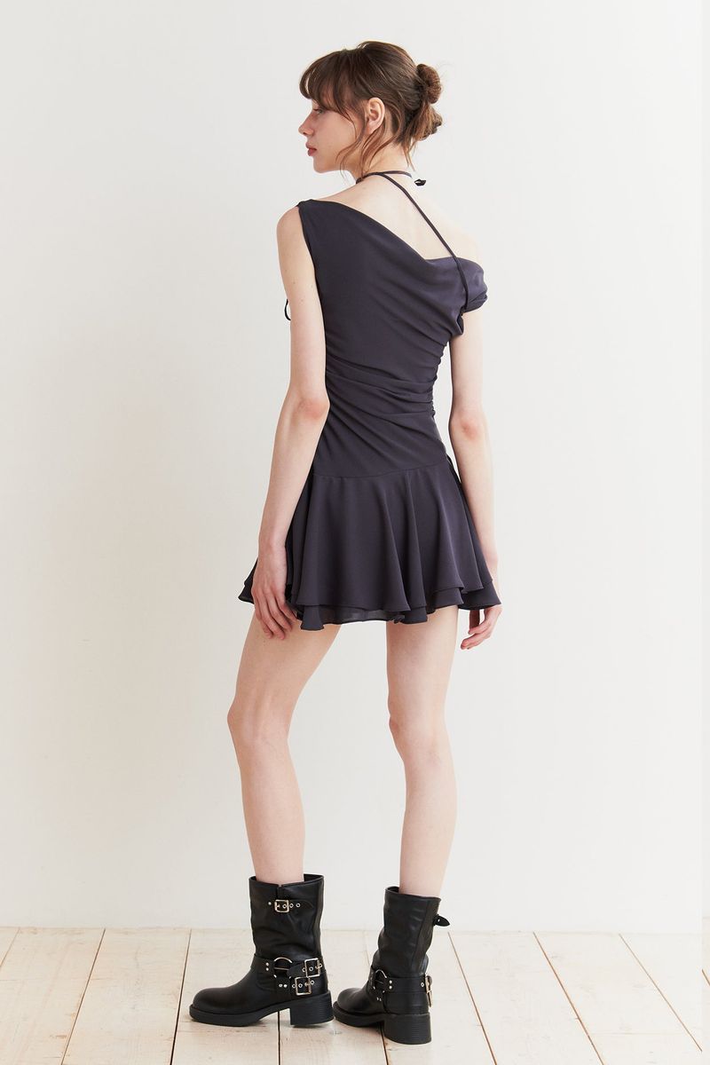 LILY FRILL DRESS charcoal
