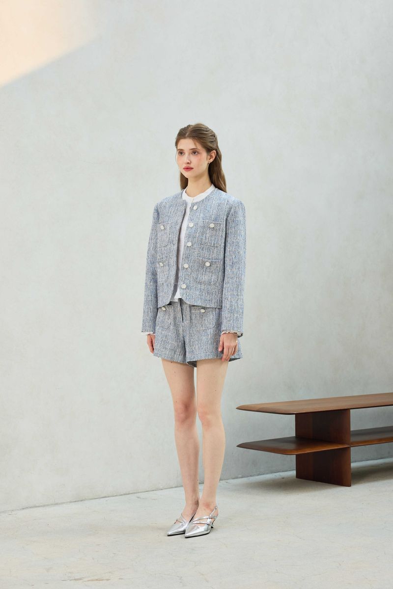 CHERISH TWEED SHORTS PANTS / SKY BLUE