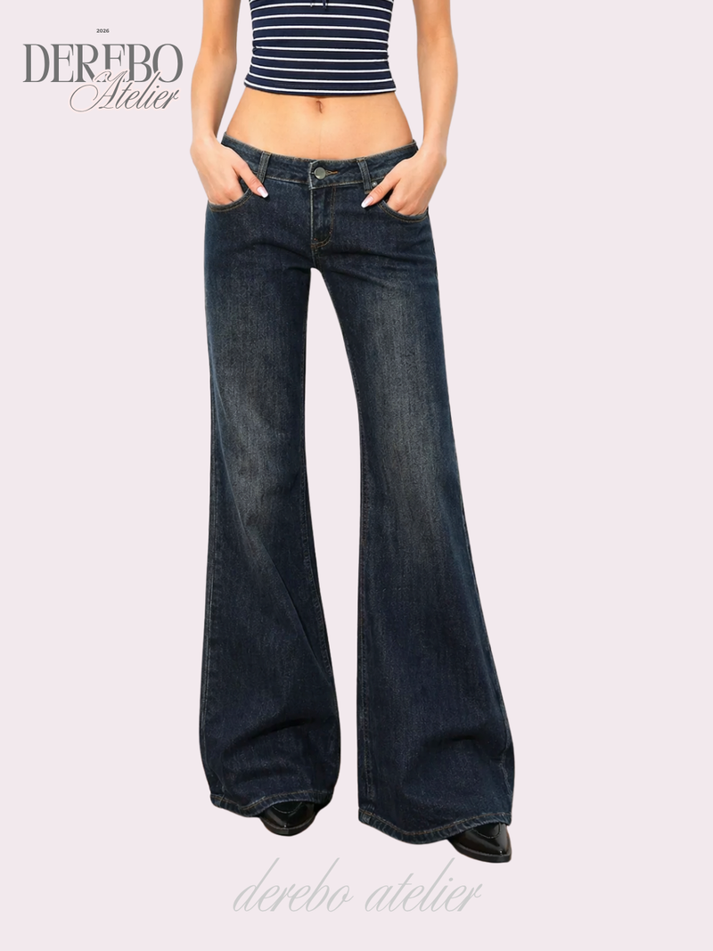 deep blue flow bootcut denim pants, regular (LONG)