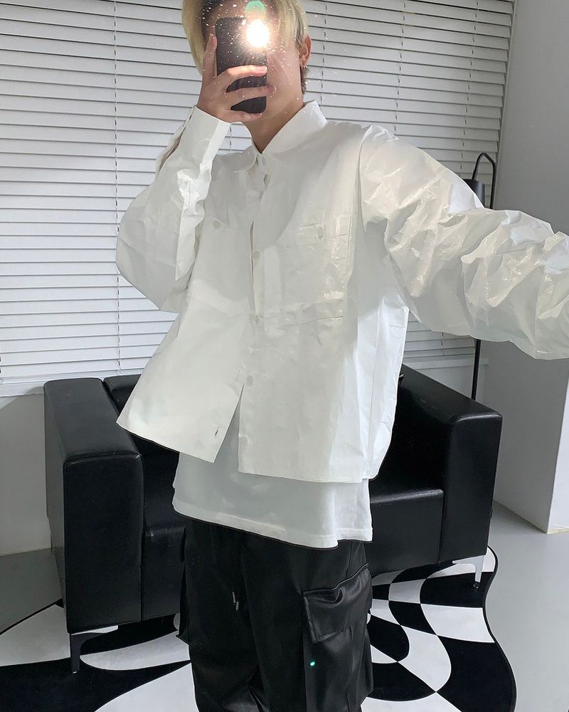 CR Laminating Cropped Jacket (2 colors)