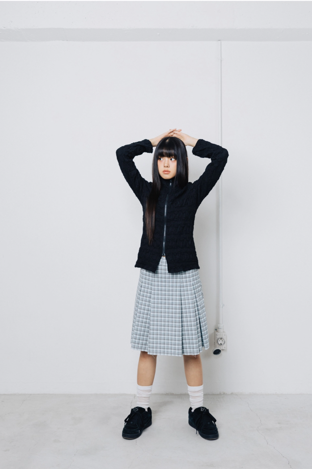TTTTwister Pleat Skirt - Check Grey