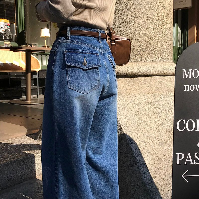 [BELLIDE MADE] Shearing, back pocket denim wide pants