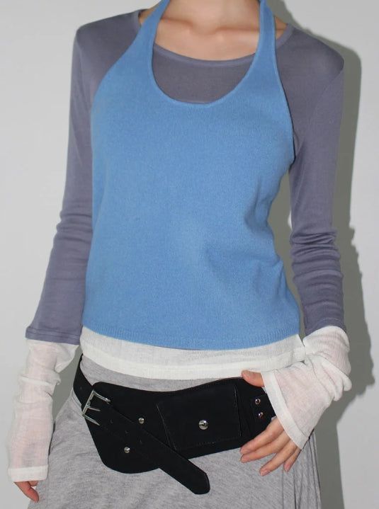 POP HALTER KNIT SLEEVELESS