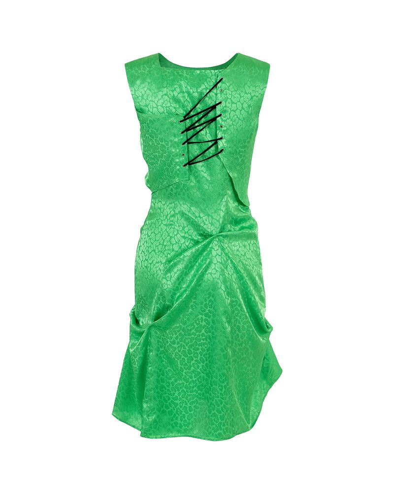 DOZI - Satin Leopard Dress _ Lime