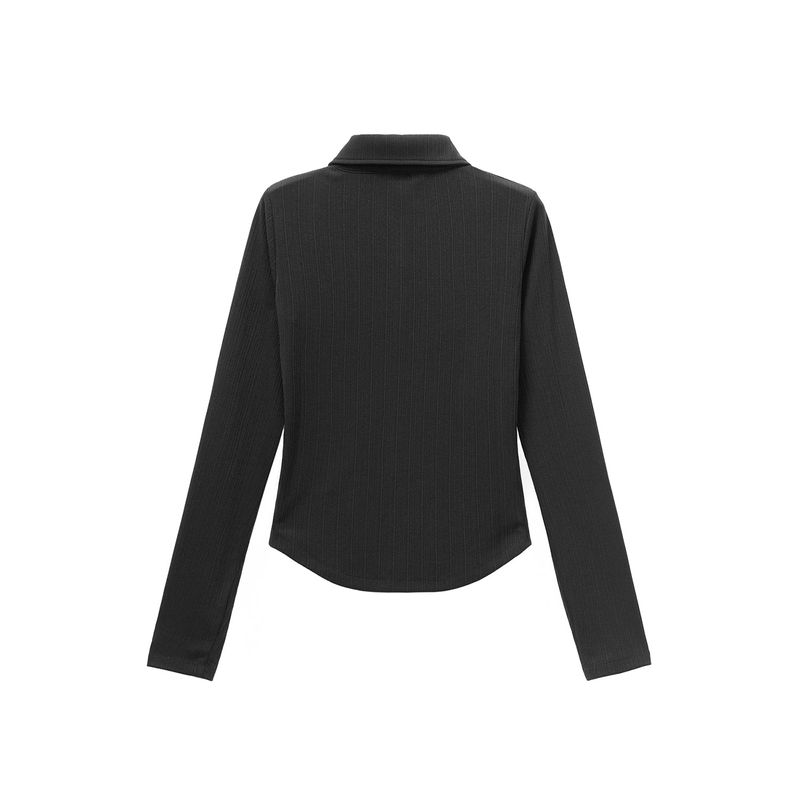 BUTTON DETAIL SHIRTS CARDIGAN(BLACK)