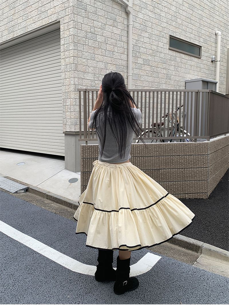 RIBBED HALF NECK TEE (4C)