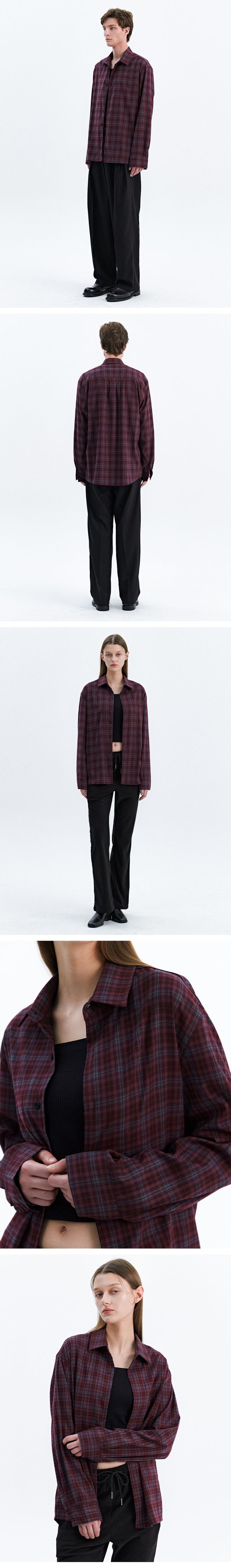SOFT AND MILD MINIMAL CHECK SHIRT_WINE