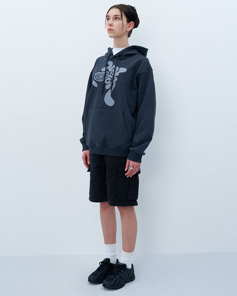 TWISTED LOGO HOODIE-CHARCOAL