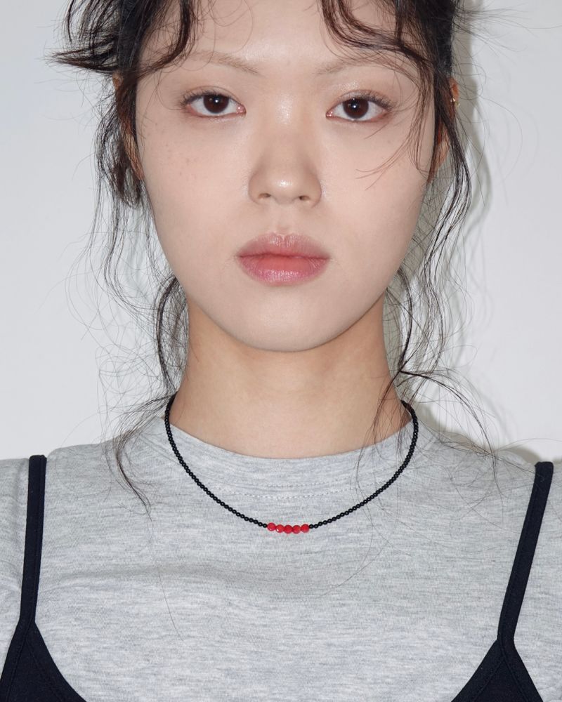 Onyx with red coral necklace