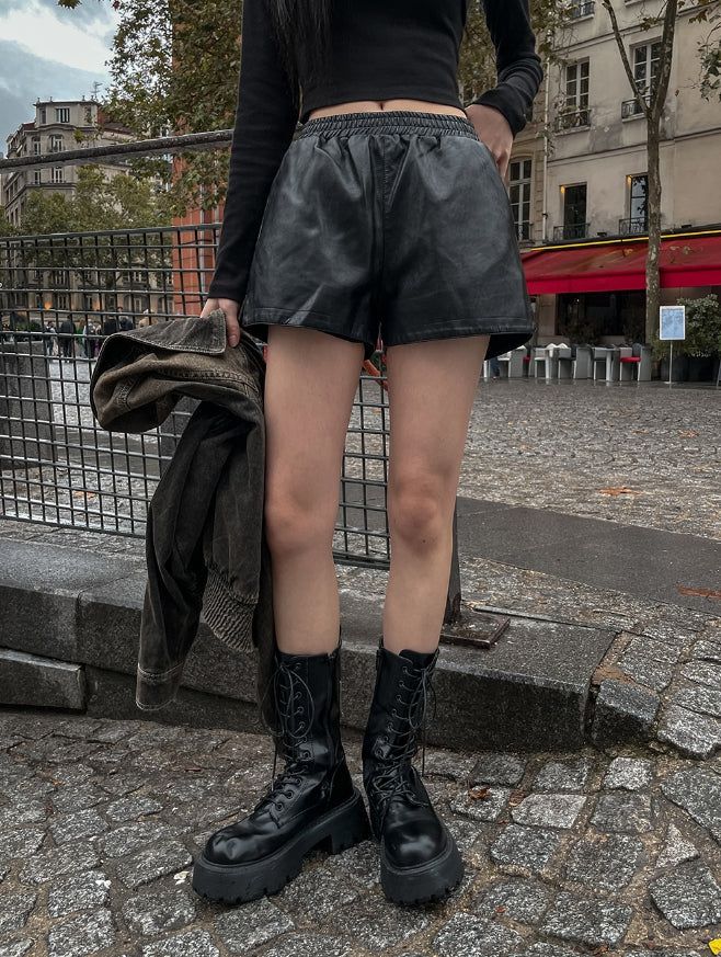 Lulu Banding Leather Shorts