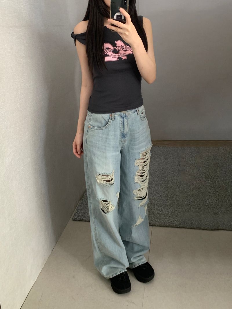 ROIA(ロイア)の「Brandon Distressed Wide-Leg Pants(Pants)」