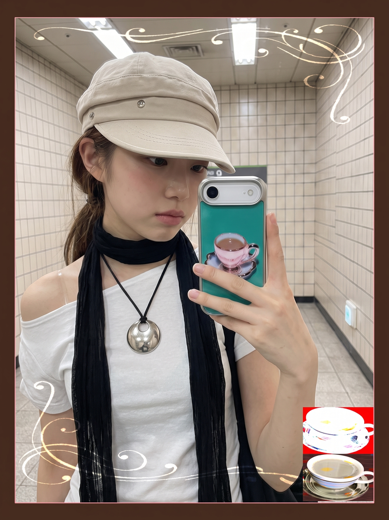 [silver glass bumper] black milk tea