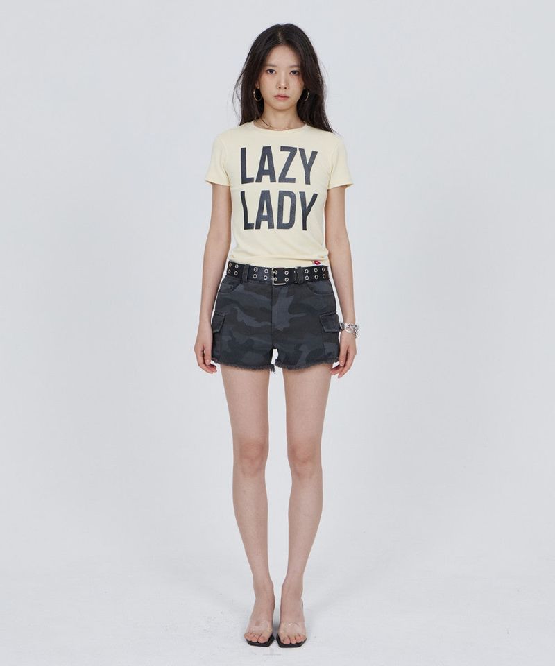 CONY WASHED CAMO CARGO SHORTS / GREY