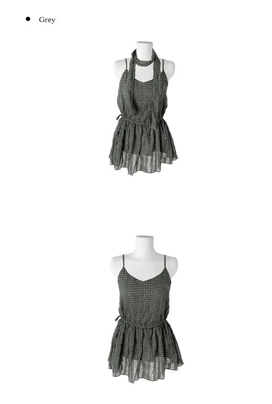 Muna Crizzy Check Chiffon Bustier One Piece