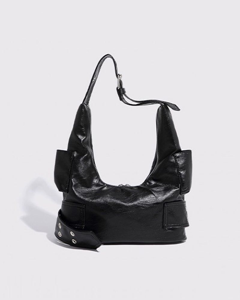 Big Buckle Pocket Punching Shoulder Bag