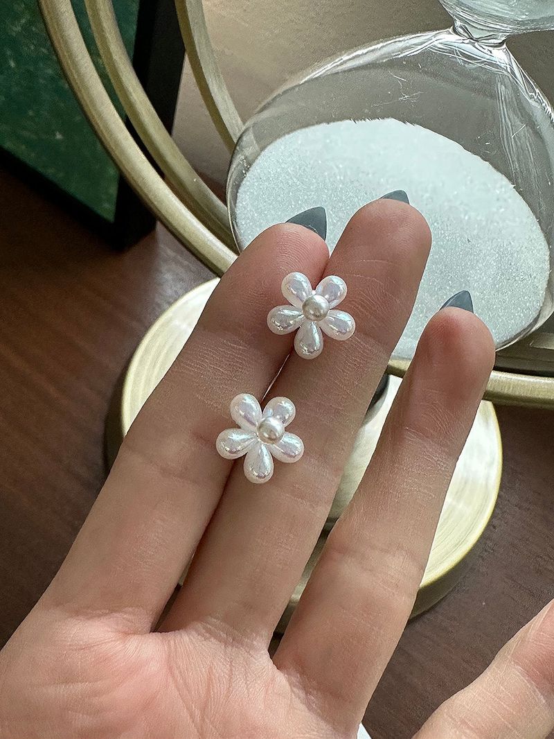 [92.5silver] 2way flower pearl earring