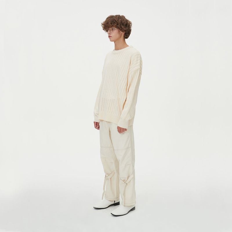 BLONDNINE(ブロンドナイン)の「PUNCHING ROUND KNIT_IVORY(Tops)」