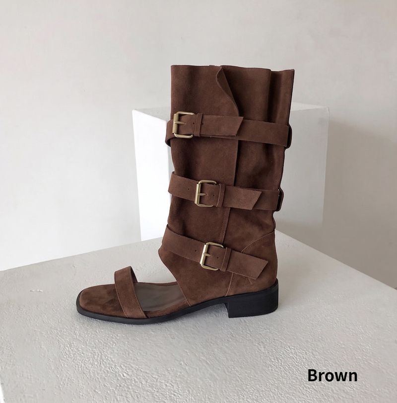 Log Open-toe Two-way Belt Summer Flap Boots