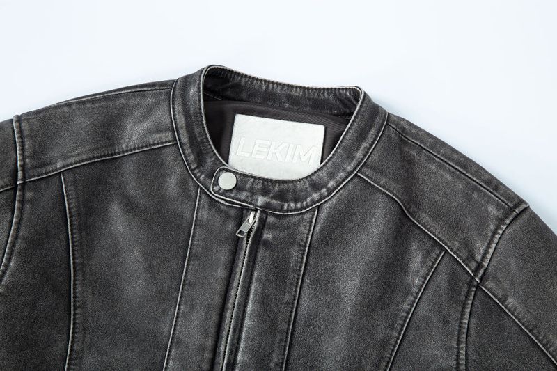 BIKER WASHING LEATHER JAKET L1 (GREY)