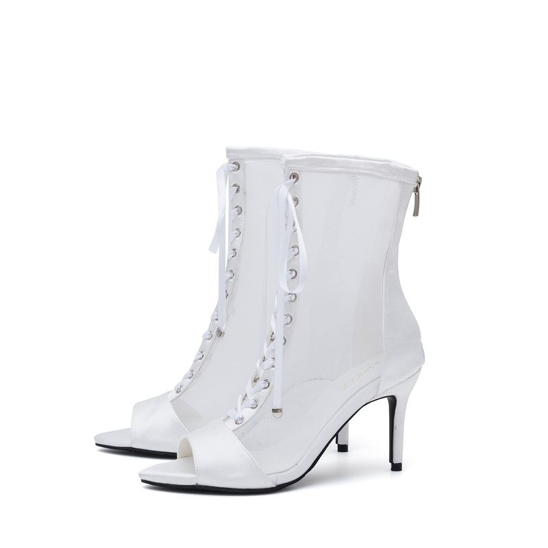 Satin See-Through Open Toe Heel(White)
