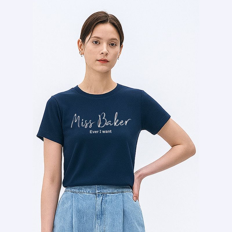 Miss Baker エンボニードルTシャツ ネイビー