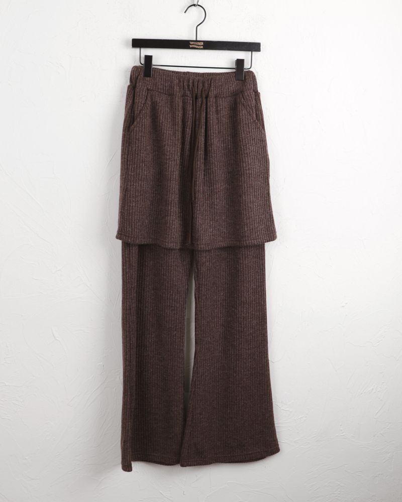 Fisha brushed ribbed skirt pants wide bootcut pants