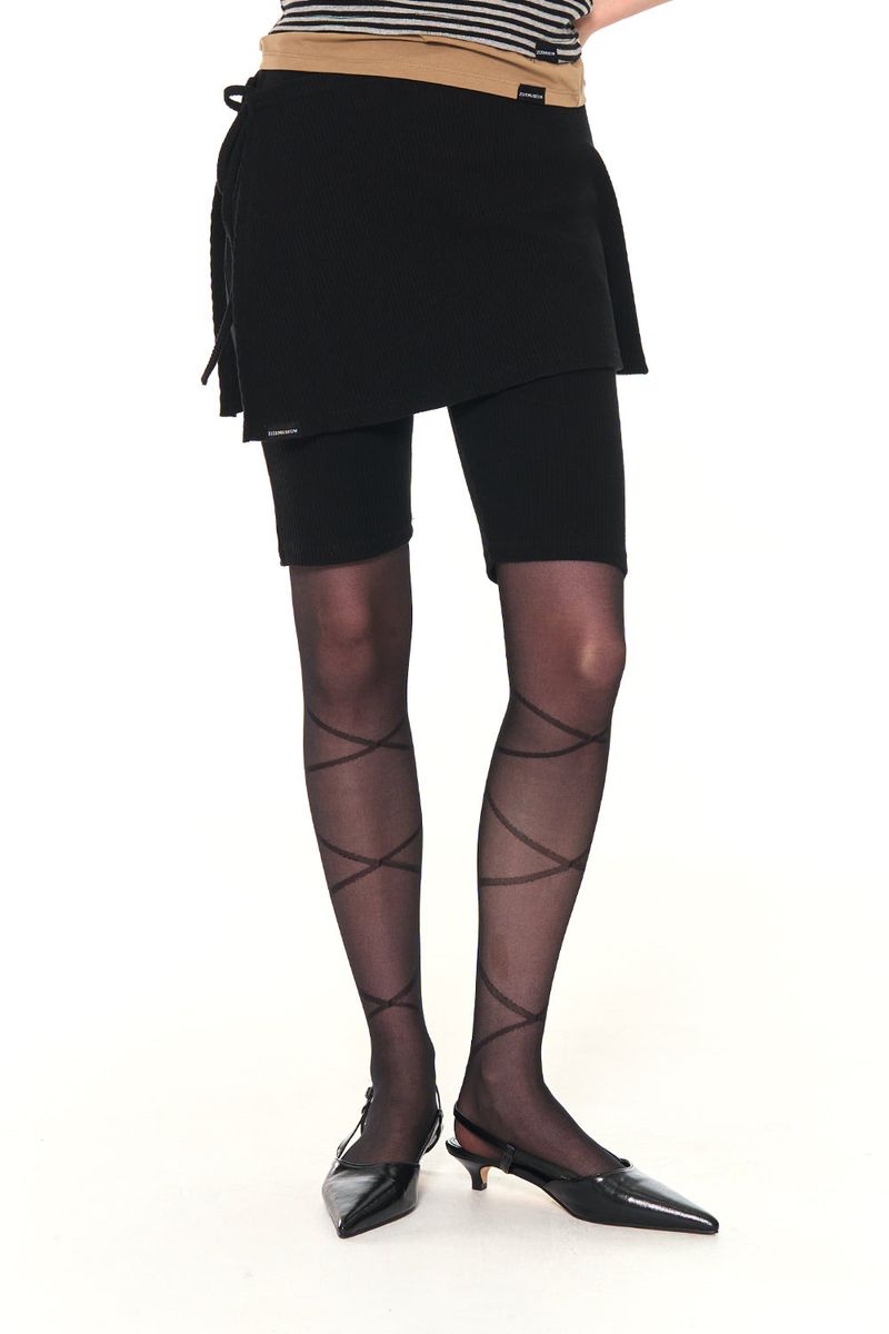 BIKER LAP SKIRT SHORTS (BLACK)