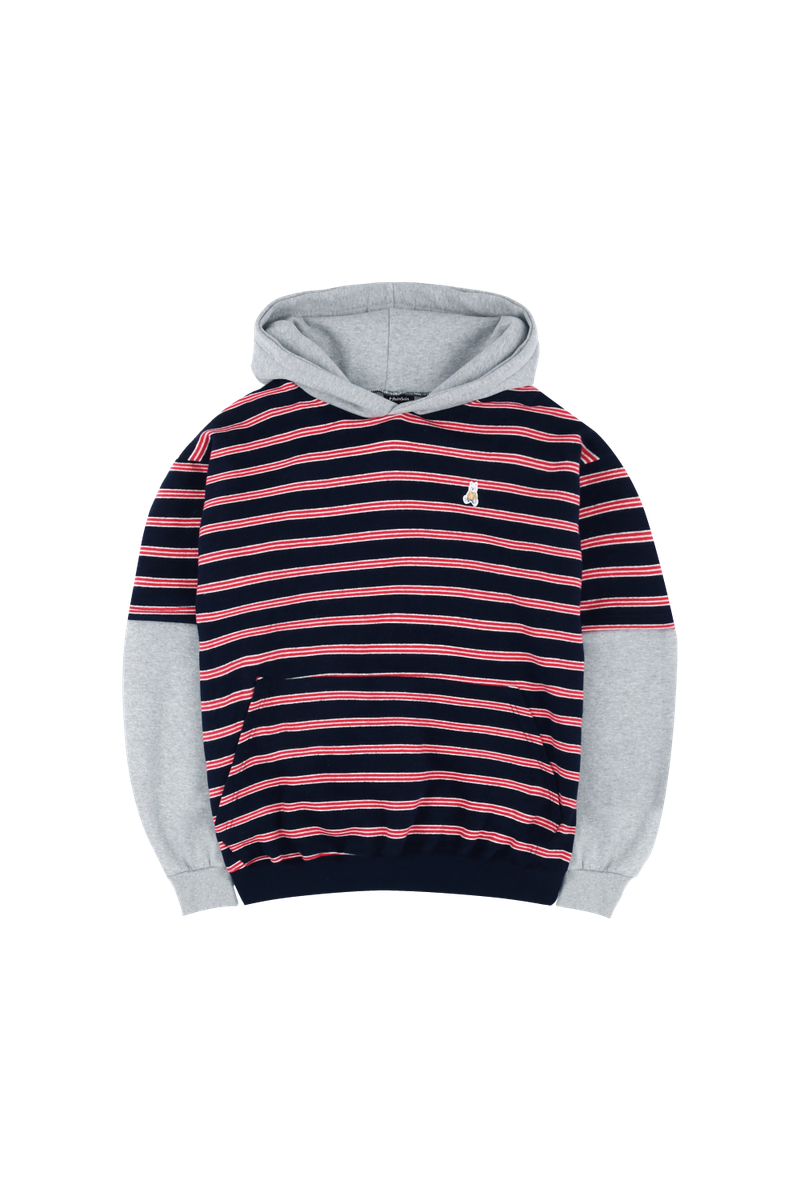 Stripe layered overfit hoodie