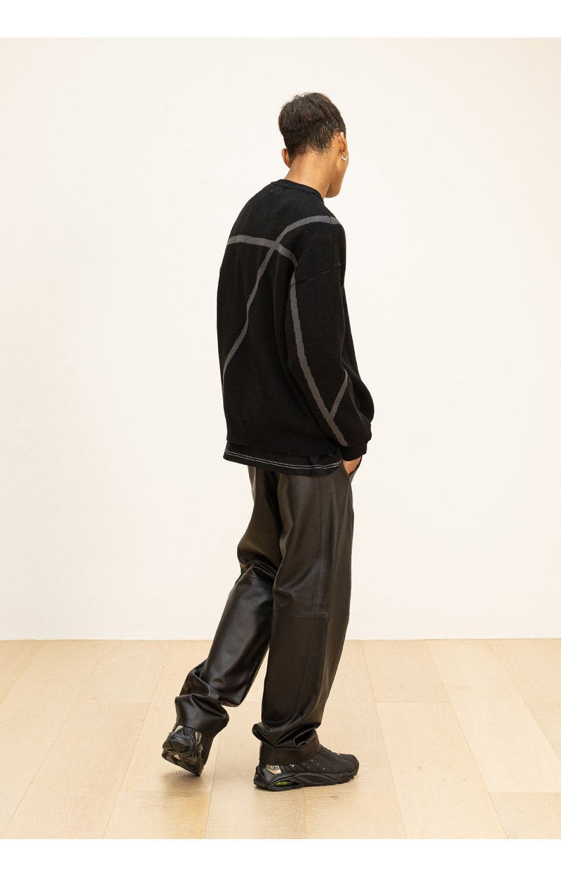 LAMSKIN CURVED LINE PANTS