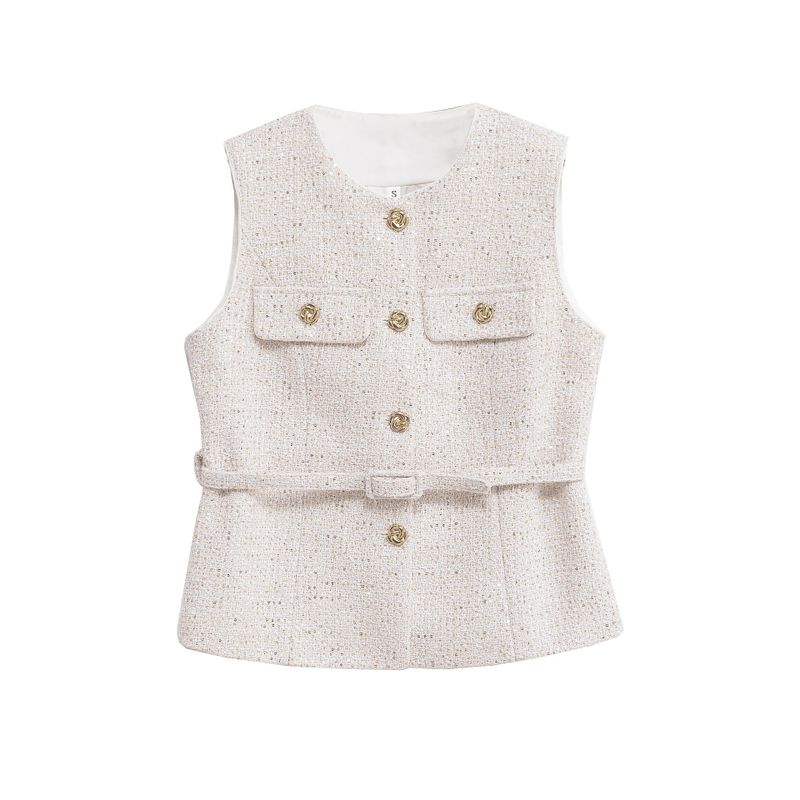 Celie Tweed Belt Vest