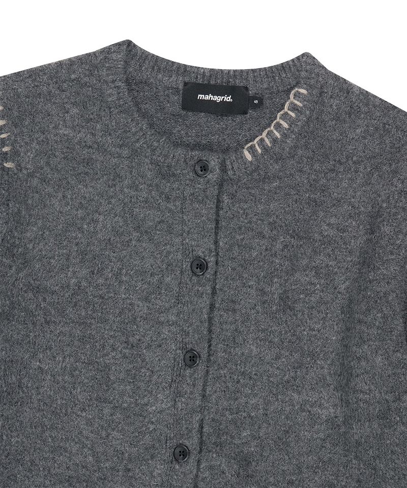 ROUND BUTTON UP CROP CARDIGAN_CHARCOAL