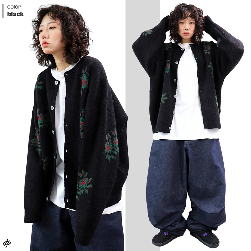 Oversized Vintage Flower Cardigan