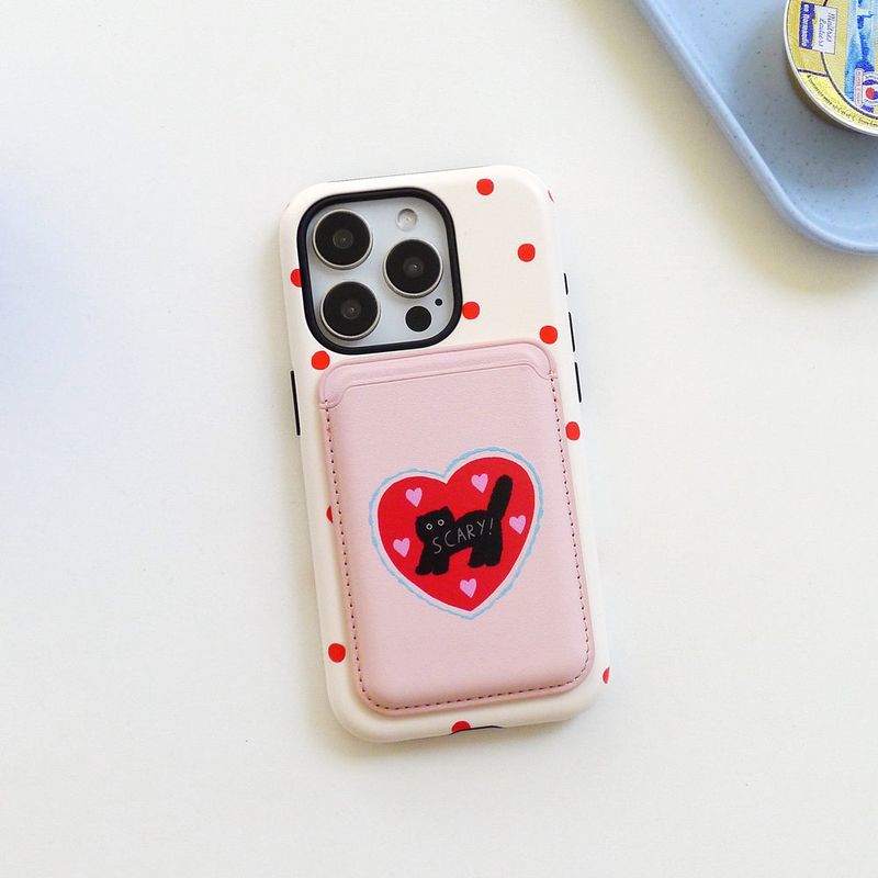 [MADE]Pink-Red Love-Scary Cat Magsafe Cardcase(3 Piece Storage)