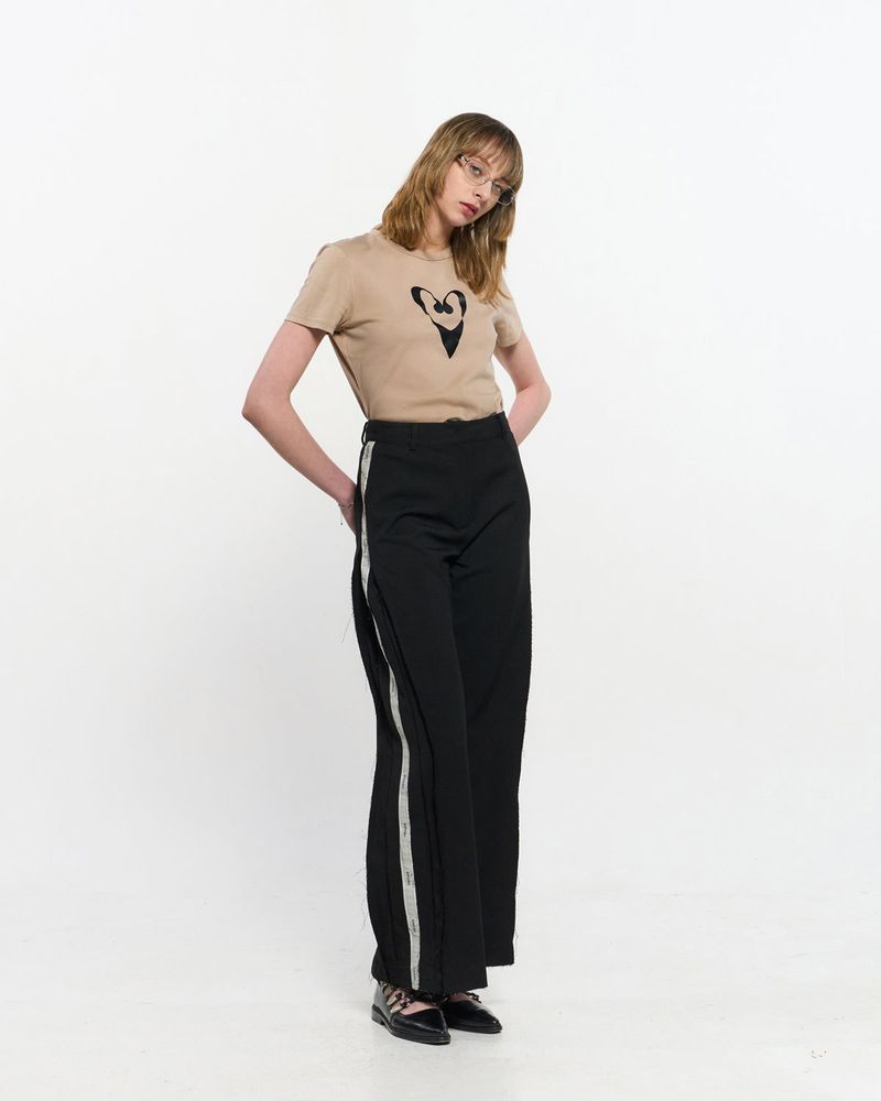 Pleated Logo-Tape Trousers _ BLACK