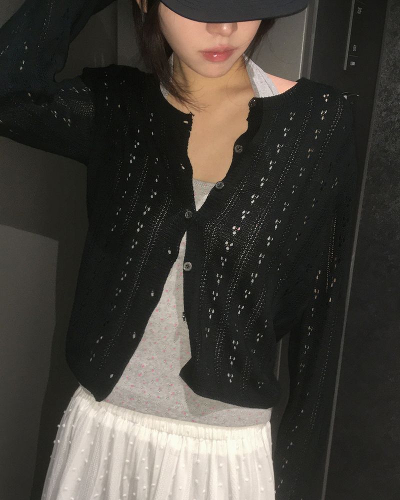 [MADE] Bezel Punching Round Knit Cardigan