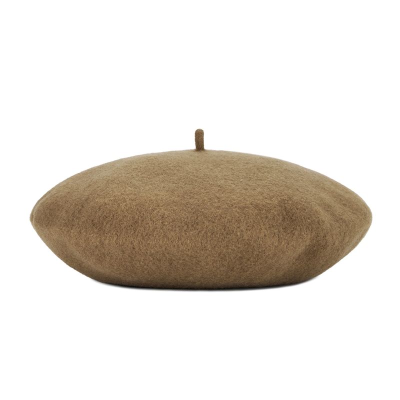 VARZAR Cursive Logo Wool Beret / Camel