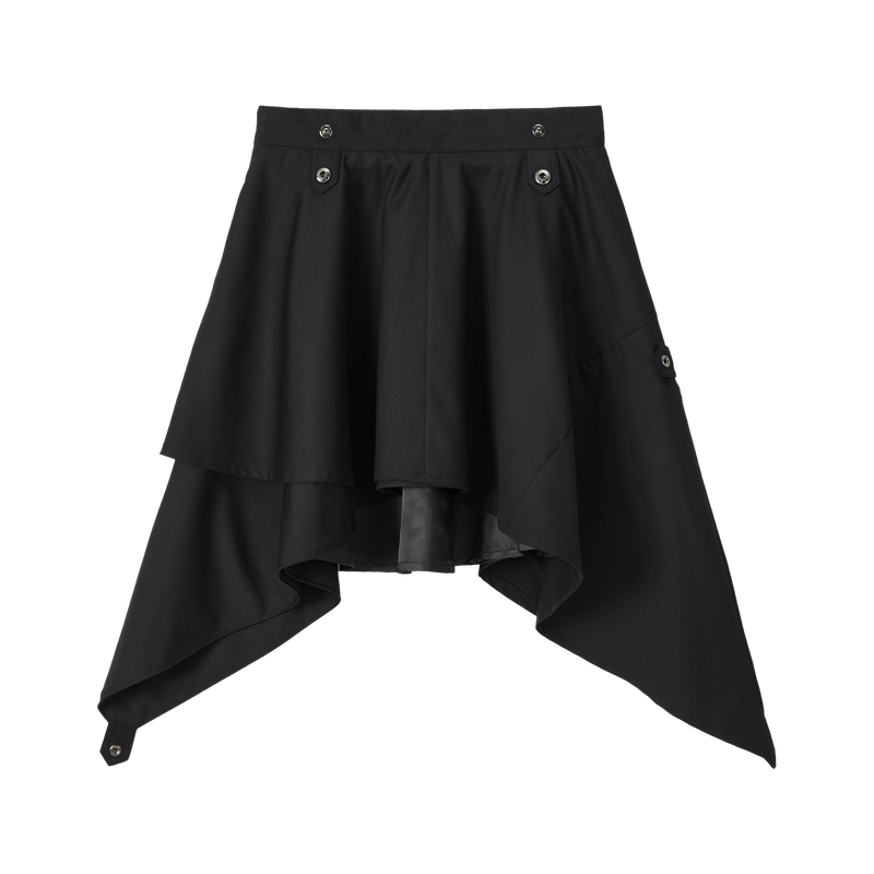 Asymmetric Unbalanced Layered Skirt - BLACK