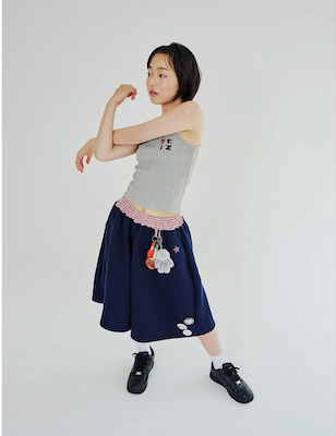 CHECK BANDING BERMUDA PANTS - NAVY