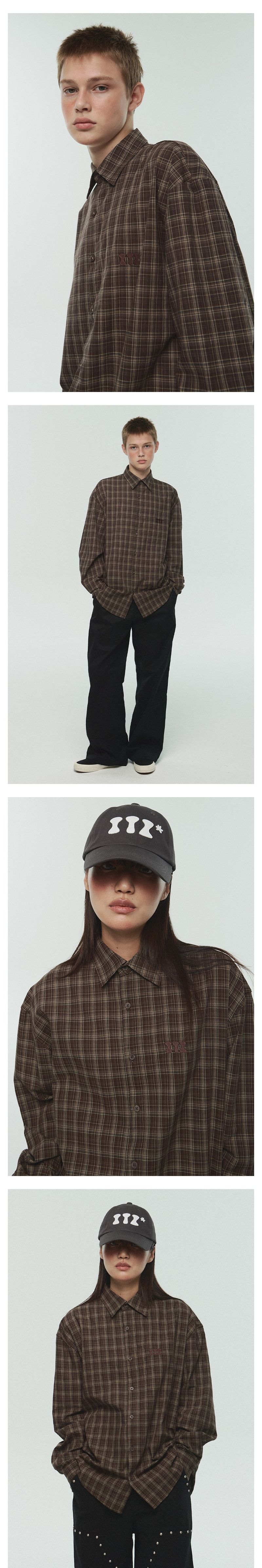 ITZ MINI LOGO CHECK SHIRT - BROWN