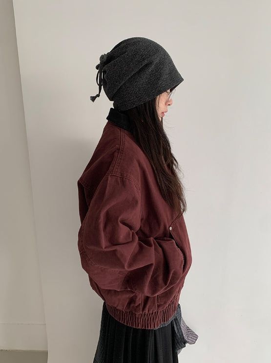 Lano Washing Color Matching Collar Work Jacket