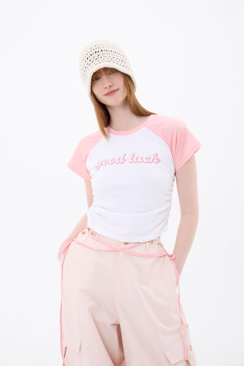 GOOD LUCK LOGO T-SHIRT / PINK