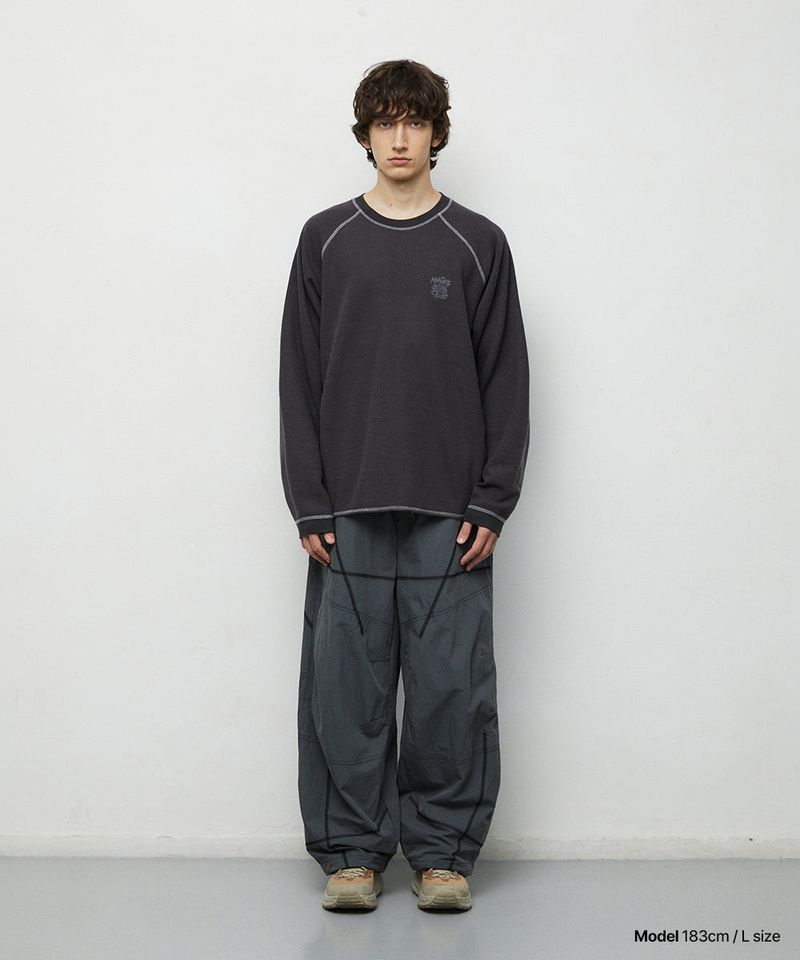 mahagrid（マハグリッド）の「SLASH LOGO WAFFLE LONG SLEEVE_CHARCOAL（Tops）」