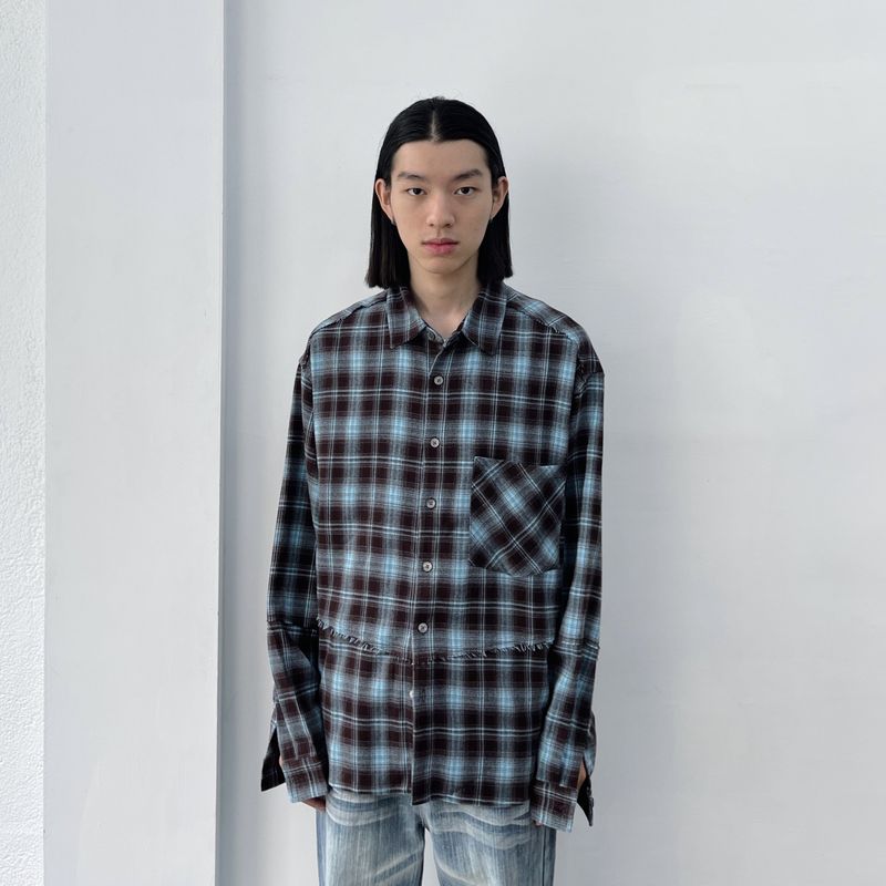 FADE MEET（フェードミート）の「Patchwork Check Shirt（Tops）」