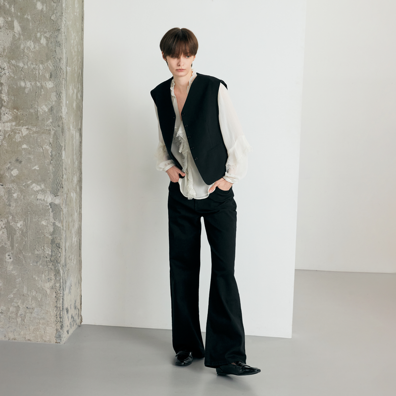 Relaxed Black Wide Jean - YW393